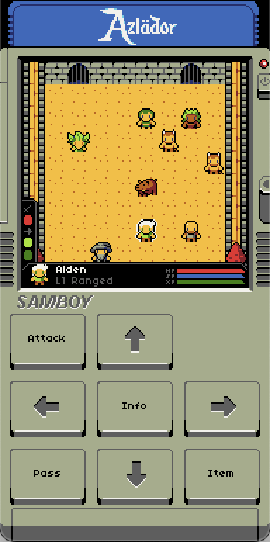 A screenshot of combat in a brightly colored pixel RPG