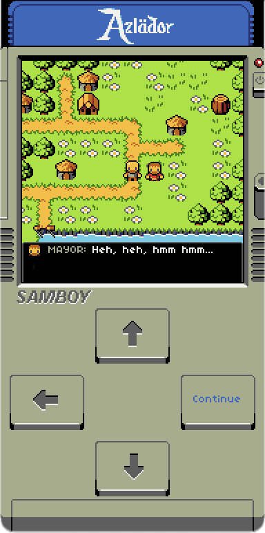 A screenshot of dialogue in a brightly colored pixel RPG